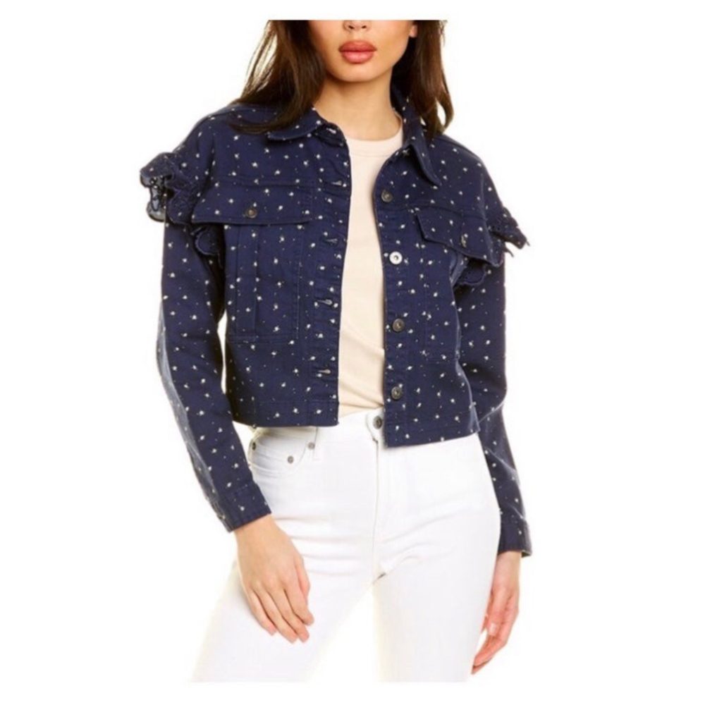 Something Navy Celeste Ruffle Jacket size small